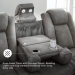 Signature Design by Ashley Next-Gen DuraPella Modern Faux Leather Power Reclining Sofa with Adjustable Headrest, Gray - Image 7