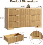 Fluted Dresser for Bedroom, 54" Modern Chest of Drawers with Metal Handle, Wood Closet Clothes Storage Organizer with 6 Drawers for Living Room, Hallway, Entryway, Natural Oak - Image 3