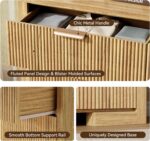 Fluted Dresser for Bedroom, 54" Modern Chest of Drawers with Metal Handle, Wood Closet Clothes Storage Organizer with 6 Drawers for Living Room, Hallway, Entryway, Natural Oak - Image 7
