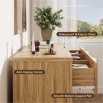 Fluted Dresser for Bedroom, 54" Modern Chest of Drawers with Metal Handle, Wood Closet Clothes Storage Organizer with 6 Drawers for Living Room, Hallway, Entryway, Natural Oak - Image 8