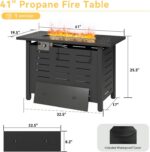 Aoxun 41 Inch Propane Fire Pit–50,000 BTU Gas Fire Pit Table with Removable Lid & Lava Rocks, Rectangle Firepit Table for Outside, Patio, Deck, Backyard, Black - Image 9