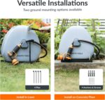 Giraffe Tools Retractable Heavy Duty Hose Reel, 1/2" x 82FT Automatic Rewind Garden Hose Reel with 360° Swivel Base, Ground Mounted for Lawn, Patio, Concrete Floor & Yard Watering - Image 7