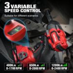 Cordless Impact Wrench, 900Ft-lbs (1200N.m) 1/2" Brushless Impact Gun, 20V High Torque Power Impact Driver, 2x4.0Ah Batteries,Brushless Motor 2400 RPM Variable Speeds for Family Car/Pickup Truck/Mower - Image 6