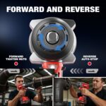 Cordless Impact Wrench, 900Ft-lbs (1200N.m) 1/2" Brushless Impact Gun, 20V High Torque Power Impact Driver, 2x4.0Ah Batteries,Brushless Motor 2400 RPM Variable Speeds for Family Car/Pickup Truck/Mower - Image 8