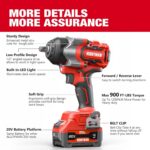 Cordless Impact Wrench, 900Ft-lbs (1200N.m) 1/2" Brushless Impact Gun, 20V High Torque Power Impact Driver, 2x4.0Ah Batteries,Brushless Motor 2400 RPM Variable Speeds for Family Car/Pickup Truck/Mower - Image 9