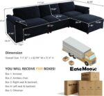 EASE MOOSE Blue Sectional Modular Sofa,FSC Certified Oversized L Shape Sectional Couch Wide Deep seat Sectional Sofa, Removable Cover - Image 3