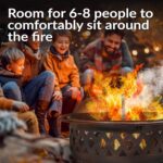 Sunnydaze Crossweave Outdoor Fire Pit - Wood-Burning Fire Pit for Outside with Spark Screen, Poker and Round Cover - 36-Inch - Bronze - Image 3