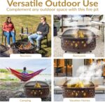 Sunnydaze Crossweave Outdoor Fire Pit - Wood-Burning Fire Pit for Outside with Spark Screen, Poker and Round Cover - 36-Inch - Bronze - Image 7