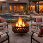 Sunnydaze Crossweave Outdoor Fire Pit - Wood-Burning Fire Pit for Outside with Spark Screen, Poker and Round Cover - 36-Inch - Bronze - Image 10