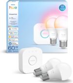 PHILIPS Hue Essential Starter Kit: Hue Bridge, 2 Essential E26 Smart Bulbs, White & Color Ambiance, 2200K-6500K, Dimmable LED Bulbs, Works with Alexa, Google Assistant, Samsung SmartThings, Apple Home - Image 3