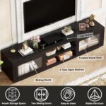 HSH 70 Inch Black Oak TV Stand for TVs up to 75 Inches, Modern Low Profile TV Console Cabinet with Sliding Doors and Storage, Wood Media Console Entertainment Center for Living Room - Image 6