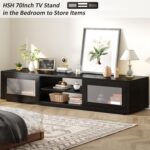 HSH 70 Inch Black Oak TV Stand for TVs up to 75 Inches, Modern Low Profile TV Console Cabinet with Sliding Doors and Storage, Wood Media Console Entertainment Center for Living Room - Image 8