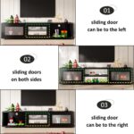 HSH 70 Inch Black Oak TV Stand for TVs up to 75 Inches, Modern Low Profile TV Console Cabinet with Sliding Doors and Storage, Wood Media Console Entertainment Center for Living Room - Image 9