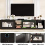 HSH 70 Inch Black Oak TV Stand for TVs up to 75 Inches, Modern Low Profile TV Console Cabinet with Sliding Doors and Storage, Wood Media Console Entertainment Center for Living Room - Image 10