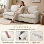 GRUSIGN 3 Seater Couch, 83" Comfy Corduroy Sofa with Deep Seat, Modern Sofa Couch for Living Room, Office, Bedroom, Apartment (Pillows not Included) - Image 3