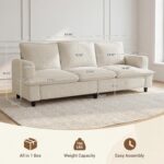 GRUSIGN 3 Seater Couch, 83" Comfy Corduroy Sofa with Deep Seat, Modern Sofa Couch for Living Room, Office, Bedroom, Apartment (Pillows not Included) - Image 4