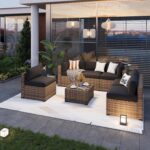 Aoxun Patio Furniture Sets, 7-Piece Outdoor Furniture with Thick Cushions, Wicker Conversation Set Sectional Sofa for Backyard, Poolside, Garden - Image 3