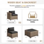Aoxun Patio Furniture Sets, 7-Piece Outdoor Furniture with Thick Cushions, Wicker Conversation Set Sectional Sofa for Backyard, Poolside, Garden - Image 8