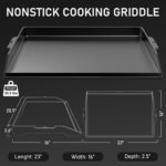 Utheer 23" x 16" Cast Iron Griddle for Gas Grill and Stove Top, Universal Flat Top Griddle with Pre-Seasoned Nonstick Coating, X-Shaped Reinforced Ridges, Perfect for Healthy Cooking, Parties, Camping - Image 3