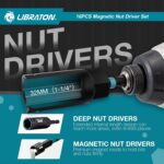 LIBRATON Magnetic Nut & Driver Set, 16pc Impact Driver Bit Set, 1/4"-9/16" Nut & 1/4"-4/3" Deep Nut Drivers, SAE Drive, Toolbox for Car Repairs - Image 5