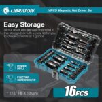 LIBRATON Magnetic Nut & Driver Set, 16pc Impact Driver Bit Set, 1/4"-9/16" Nut & 1/4"-4/3" Deep Nut Drivers, SAE Drive, Toolbox for Car Repairs - Image 9