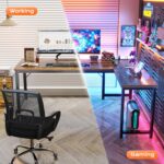 Huuger 63 Inch L Shaped Desk with Power Outlets and USB-C Port, 0.95 Inch Thicker Desktop, Reversible Computer Desk, Larger Office Corner Gaming Desk, Metal Frame, for Home Office, Study, Rustic Brown - Image 7