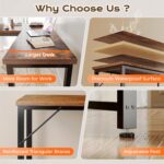 Huuger 63 Inch L Shaped Desk with Power Outlets and USB-C Port, 0.95 Inch Thicker Desktop, Reversible Computer Desk, Larger Office Corner Gaming Desk, Metal Frame, for Home Office, Study, Rustic Brown - Image 9