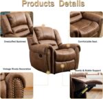 CANMOV Leather Recliner Chair, Classic and Traditional Manual Recliner Chair with Comfortable Arms and Back Single Sofa for Living Room, Nut Brown - Image 7
