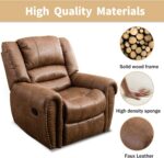 CANMOV Leather Recliner Chair, Classic and Traditional Manual Recliner Chair with Comfortable Arms and Back Single Sofa for Living Room, Nut Brown - Image 8