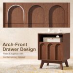 Oak&Sparrow Nightstands Set of 2, Mid Century Modern Arched Bedside Table with Charging Station, 2 Drawer Wood End Table for Bedroom, Walnut - Image 4