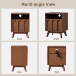Oak&Sparrow Nightstands Set of 2, Mid Century Modern Arched Bedside Table with Charging Station, 2 Drawer Wood End Table for Bedroom, Walnut - Image 9