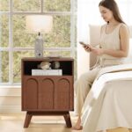 Oak&Sparrow Nightstands Set of 2, Mid Century Modern Arched Bedside Table with Charging Station, 2 Drawer Wood End Table for Bedroom, Walnut - Image 10