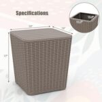 Tangkula 11.5 Gallon Water-proof Deck Box, Outdoor Patio Storage Box w/Removable Lid &, Faux Rattan Storage Container Side Table, All Weather Patio Furniture Extra Seat for Poolside (Brown) - Image 7