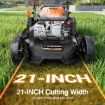 21” Self-Propelled Lawn Mower Gas, 170CC 4-in-1 Mulch/Rear Bag/Side Discharge/Rear Discharge, Walk-Behind Gas Lawnmower with 7-Position Cutting Height, Foldable Gas Powered Lawn Mowers for Yard Garden - Image 5