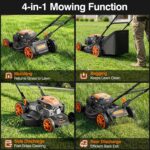 21” Self-Propelled Lawn Mower Gas, 170CC 4-in-1 Mulch/Rear Bag/Side Discharge/Rear Discharge, Walk-Behind Gas Lawnmower with 7-Position Cutting Height, Foldable Gas Powered Lawn Mowers for Yard Garden - Image 6