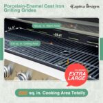 Captiva Designs 6-Burner Propane Gas BBQ Grill with Side Burner & Porcelain-Enameled Cast Iron Grate for Outdoor Kitchen & Backyard Barbecue, 65,800 BTU Output,665 SQ.IN. Cooking Area,Stainless Steel - Image 4
