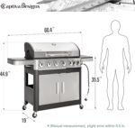 Captiva Designs 6-Burner Propane Gas BBQ Grill with Side Burner & Porcelain-Enameled Cast Iron Grate for Outdoor Kitchen & Backyard Barbecue, 65,800 BTU Output,665 SQ.IN. Cooking Area,Stainless Steel - Image 7