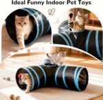Tempcore Pet Cat Tunnel Tube Cat Toys 3 Way Collapsible, Tunnels for Indoor Cats，Kitty Bored Peek Hole Toy Ball Cat, Puppy, Kitty, Kitten, Rabbit - Image 9