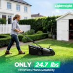 16" Electric Lawn Mower, 40V Cordless Lawn Mower with 2x5.0Ah Batteries & Charger, Brushless Motor, 2-in-1 Mulching & Bagging, 6-Position Height Adjustment, for Small to Medium Yards - Image 5