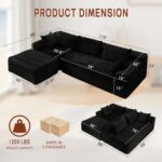 Korser 110" L-Shaped Modular Sectional Sofa with Chaise, Boneless Comfy Corduroy Fluffy Couch with Deep Seat and Side Pockets, Flexible Module Combination for Living Room, No Assembly, Side Pockets - Image 3