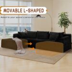 Korser 110" L-Shaped Modular Sectional Sofa with Chaise, Boneless Comfy Corduroy Fluffy Couch with Deep Seat and Side Pockets, Flexible Module Combination for Living Room, No Assembly, Side Pockets - Image 7