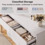 Jocoevol White 6 Drawer Dresser for Bedroom, 15.3" D x 47.2" W x 32.3" H in Simply Modern Chest of Drawers, Wood Storage Double Dresser with Deep Drawers for Living Room, Hallway Entryway, White - Image 4