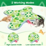 VIWIK Interactive Cat Toys for Indoor Cats, Hide and Seek Moving Feather Toy for Bored Adult Cats with Suction Cup & Cover, Automatic Kitten Wand Toy, Cat Enrichment Toys for All Breeds Green - Image 3