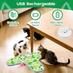 VIWIK Interactive Cat Toys for Indoor Cats, Hide and Seek Moving Feather Toy for Bored Adult Cats with Suction Cup & Cover, Automatic Kitten Wand Toy, Cat Enrichment Toys for All Breeds Green - Image 7