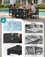 SERWALL Patio Dining Sets for 10 Person, HDPE Dining Set with 2 Tables, 8 Armless Chairs and 2 Armed Dining Chairs, Black - Image 5
