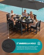 SERWALL Patio Dining Sets for 10 Person, HDPE Dining Set with 2 Tables, 8 Armless Chairs and 2 Armed Dining Chairs, Black - Image 6