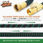 Flexi Hose with 8 Function Nozzle, 50FT - Lightweight Expandable Garden Hose, No-Kink Flexibility, 3/4 Inch Solid Brass Fittings and Double Latex Core - Black and Green - Image 4