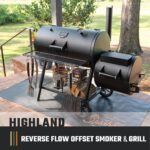 Oklahoma Joe's Highland Offset Reverse Flow Offset Charcoal Smoker and Grill With 1093 sq. in. Cooking Area in Black - Image 3