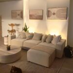Acanva Luxury Modular Sectional Living Room Sofa Set, Modern Minimalist Style Couch with Ottoman and Chaise, L-Shape, Linen-Like Cream | Minimalist Style - Image 6