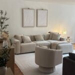 Acanva Luxury Modular Sectional Living Room Sofa Set, Modern Minimalist Style Couch with Ottoman and Chaise, L-Shape, Linen-Like Cream | Minimalist Style - Image 9